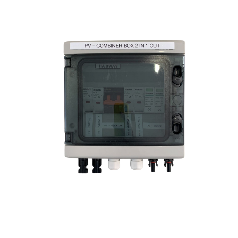 Combiner Box 2 in 1 out 600vdc with 63A Isolator